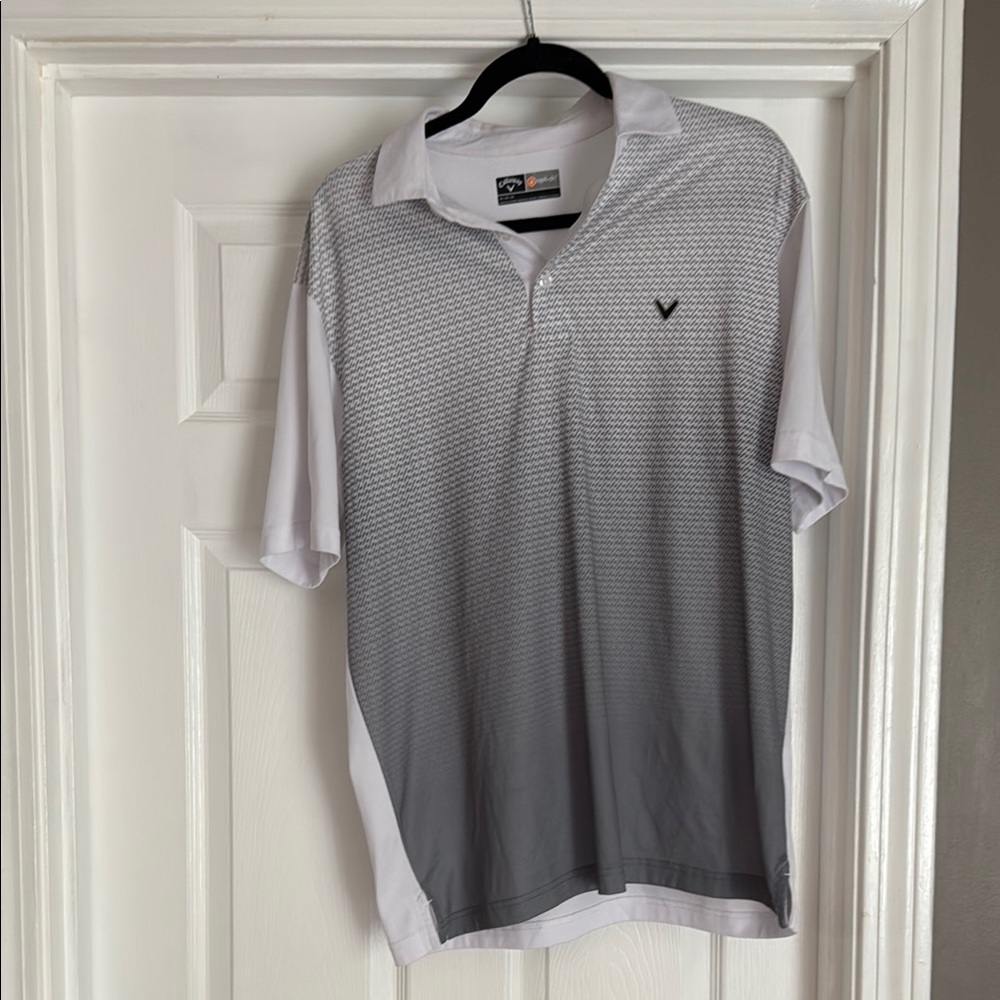 Callaway Gray and White Performance Polo Shirt